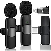 k9 Wireless Lavalier Microphone (2 Pcs) | Ideal for USB-C, I/Phone, Smart/phones, IPads and Macs with USB-C port, Android devices, laptops with USB-C Port | Auto Noise Reduction